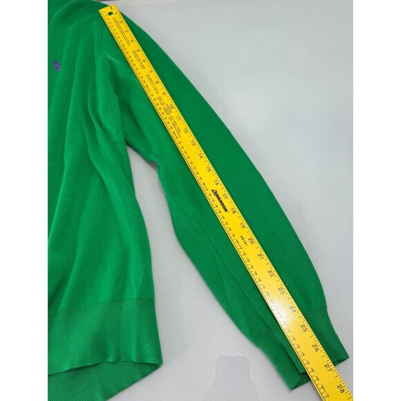 Polo Ralph Lauren Sweater Mens Large L Pullover 100% Pima Cotton Green V Neck - Picture 5 of 5